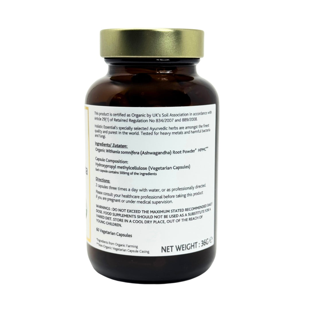 Ashwagandha Herbal Capsules - Certified Organic | Holistic Essentials