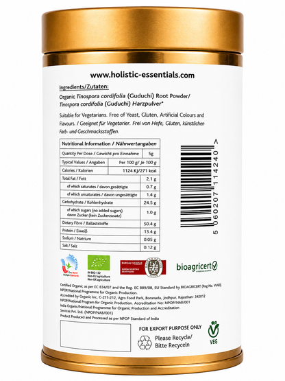 Organic Gudduchi / Guruchi Powder - 400G | Holistic Essentials Europe - Ingredients